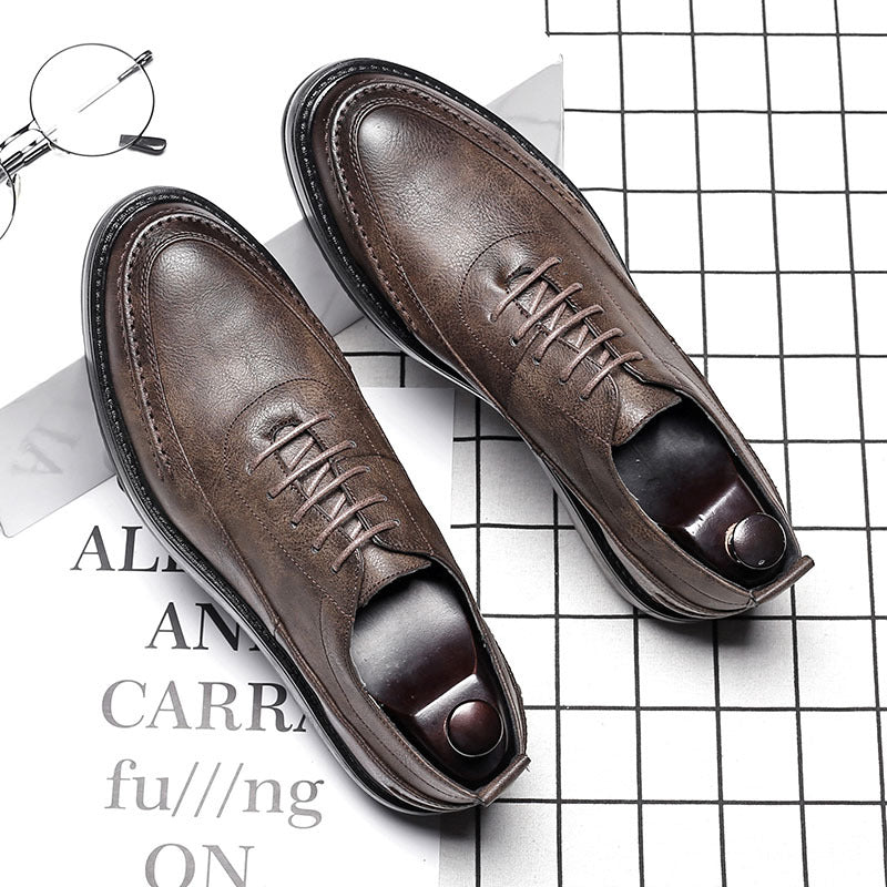 Round toe lace-up patent leather shoes LadyShow.Store
