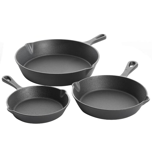 Gibson Home Brickstone 3 Piece Pre-Seasoned Cast Iron Skillet Set in Black LuxuryLifeWay Online Store