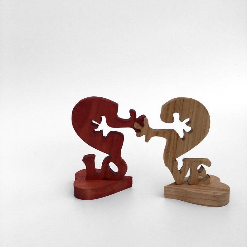 Valentines Day Gift Wooden Heart Love Desktop Ornament Wooden Decoration LadyShow.Store