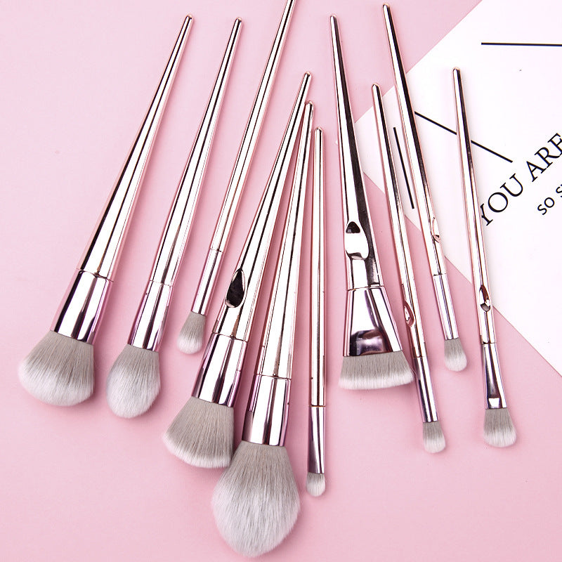 10-Piece Makeup Brush Set with Radiant Eyeshadow Brush LadyShow.Store