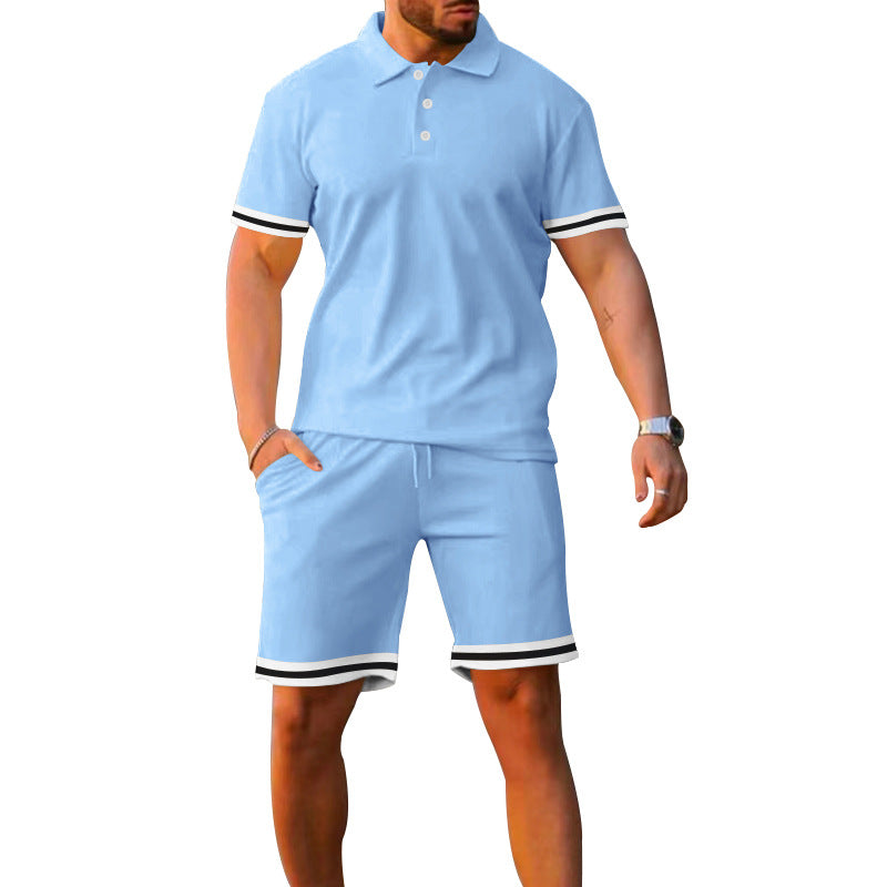 Lapel Short-sleeved Shorts Two-piece Sports And Leisure Men's Suit NorixaFashion.com