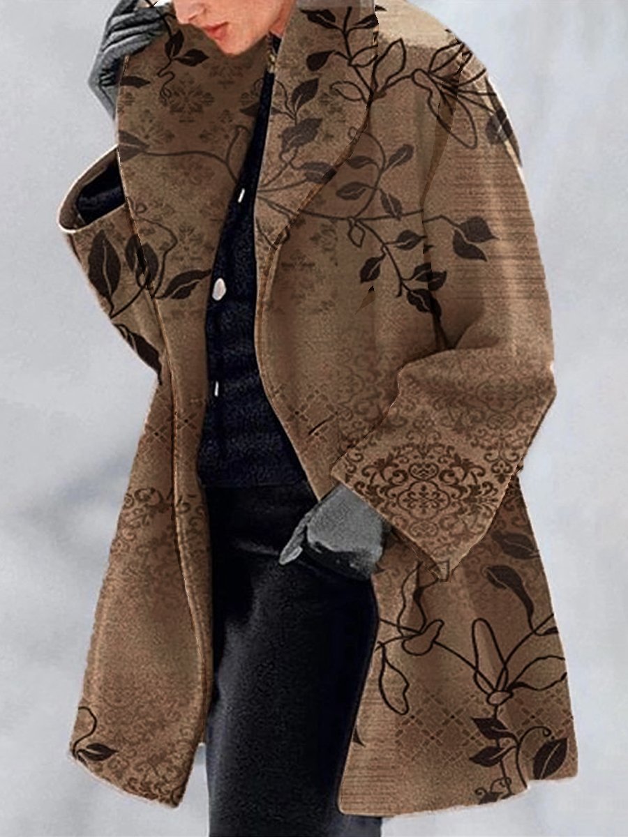 Fashion Retro Women's Lapel Print Wool Jacket LuxuryLifeWay Online Store