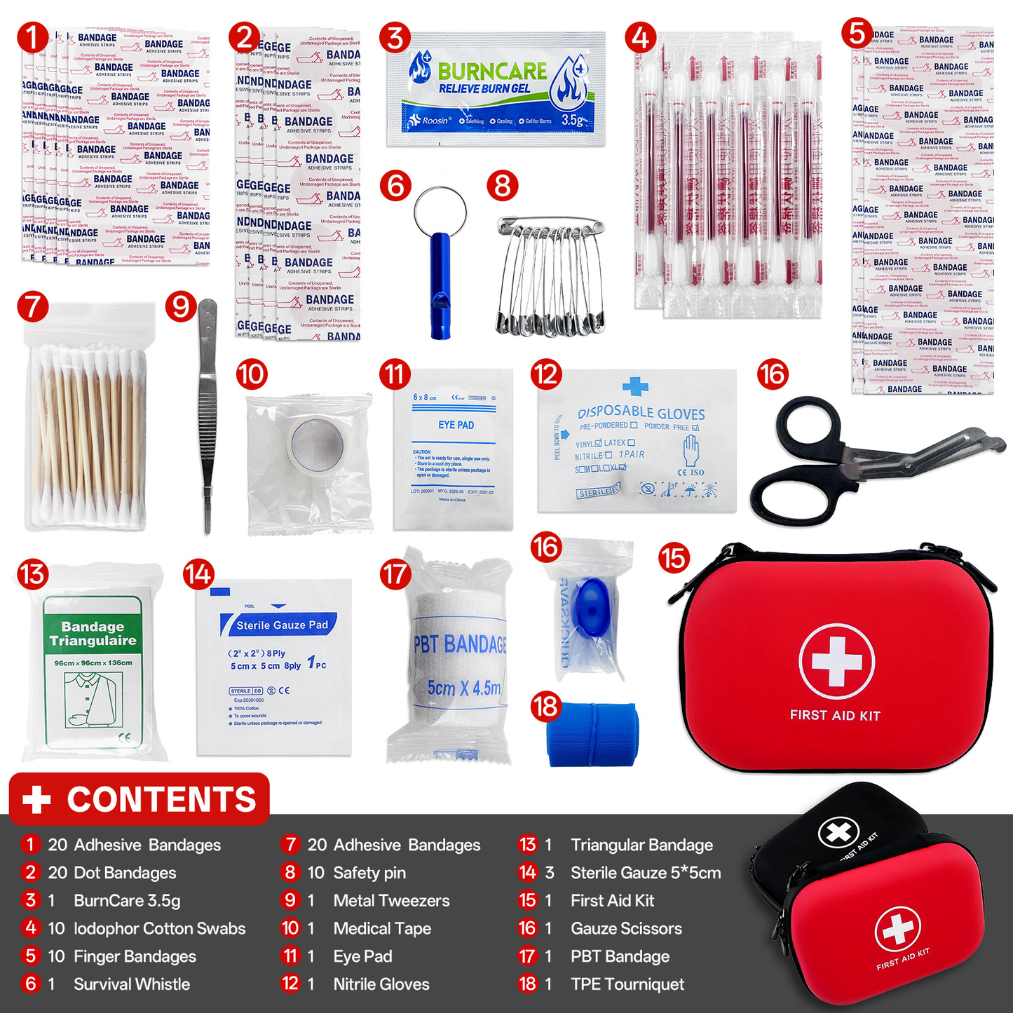91pcs Portable Emergency First Aid Kit for Travel Pi-Mart