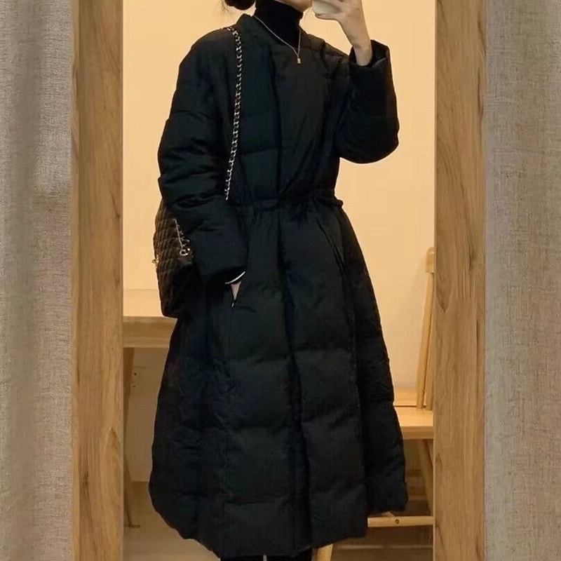 Korean Style Thick Black Cotton-padded Parka Jacket Pi-Mart