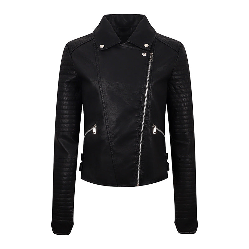 Women's Leather Clothing Coat Short Washed Slim Fit Best YouTube Store