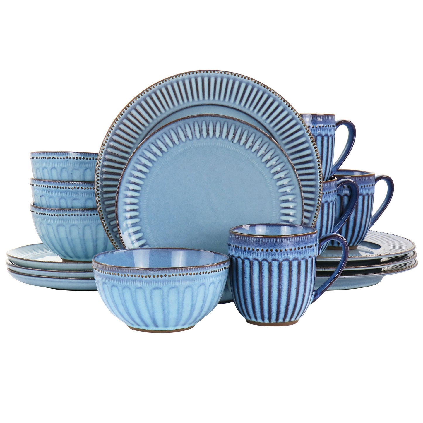 Gibson Elite Mendocino 16 Piece Stoneware Dinnerware Set in Blue LuxuryLifeWay Online Store