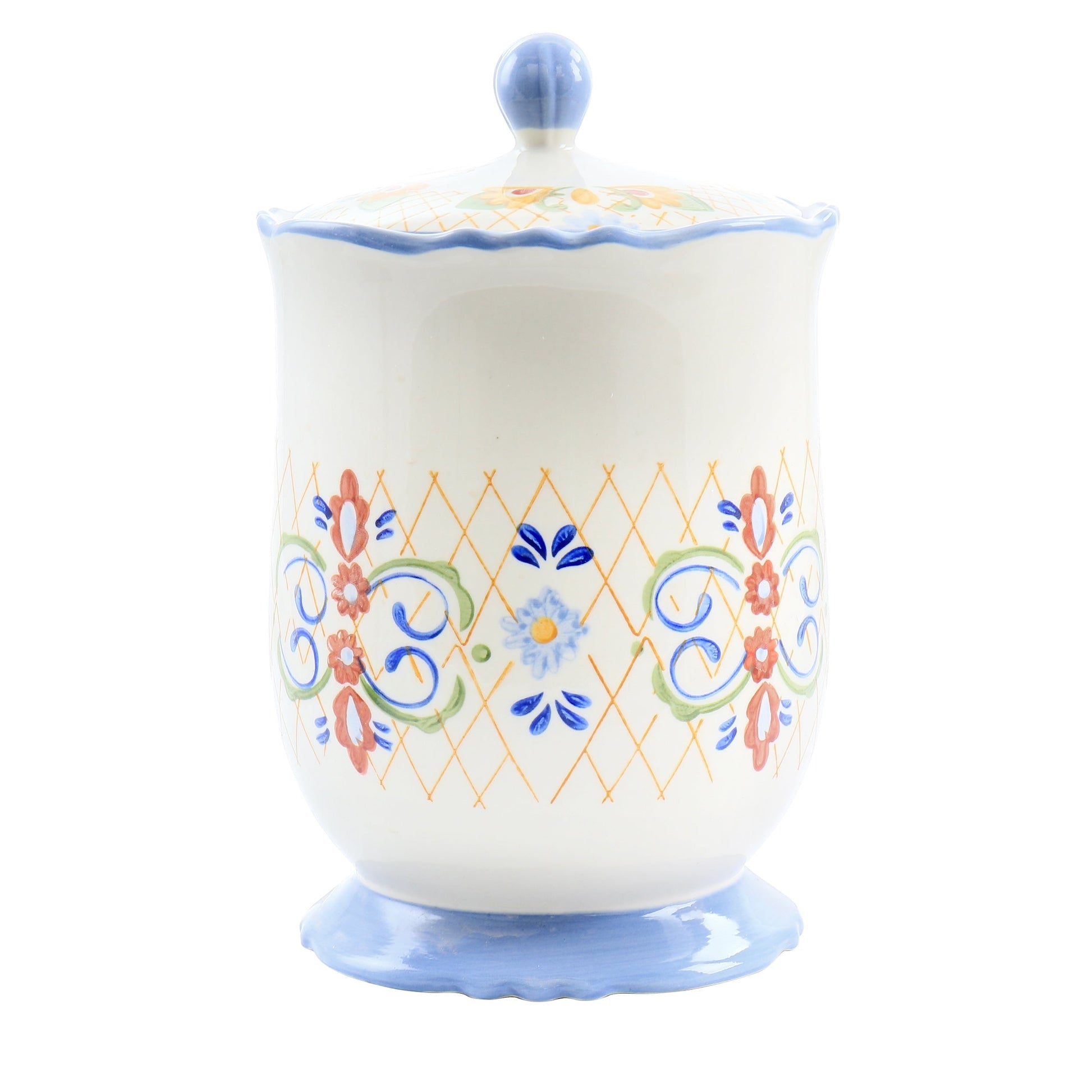 Laurie Gates California Designs Tierra 2.7 Quarts Hand Painted Stoneware Canister with Lid LuxuryLifeWay Online Store