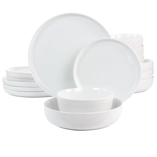Gibson Home White Deco 16 Piece Fine Ceramic Dinnerware Set in White LuxuryLifeWay Online Store