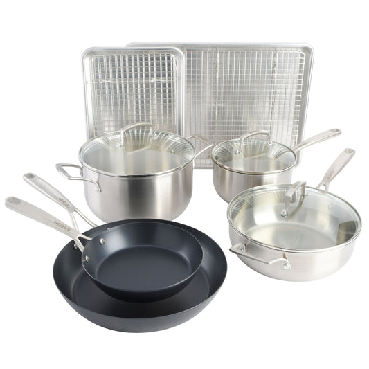 Babish 12 Piece Stainless Steel, Carbon Steel, & Aluminum Essential Cookware Set LuxuryLifeWay Online Store