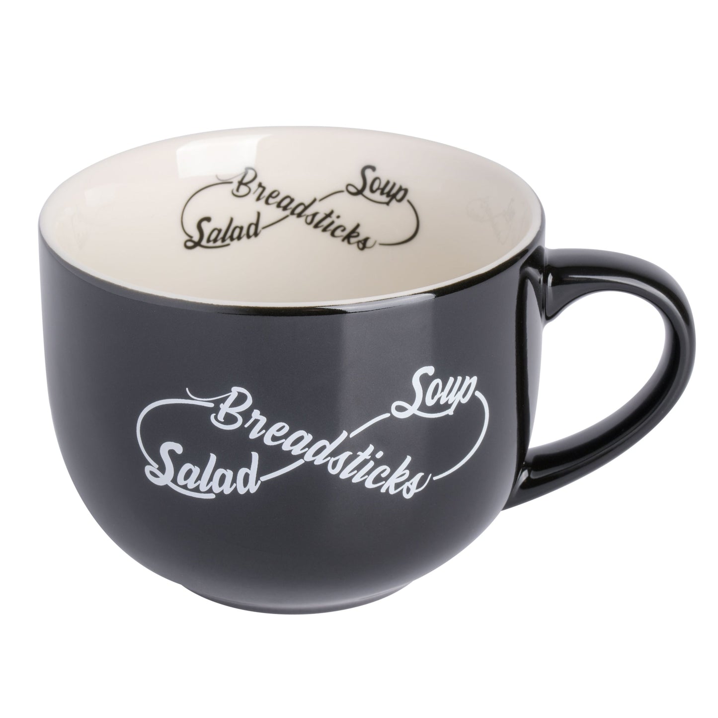 Babish 17 Ounce Wide Fine Ceramic Breadstick Soup & Salad Mug in Black LuxuryLifeWay Online Store