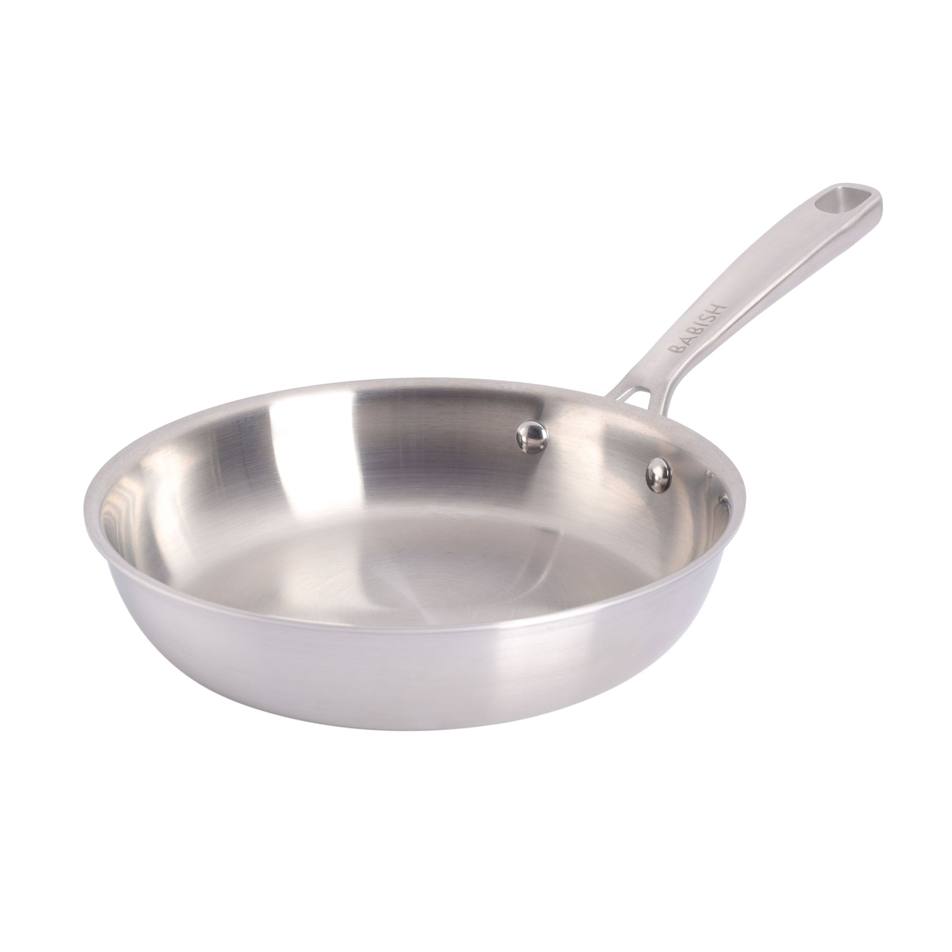 Babish 8 Inch Stainless Steel Tri-Ply Double Riveted Fry Pan in Silver LuxuryLifeWay Online Store