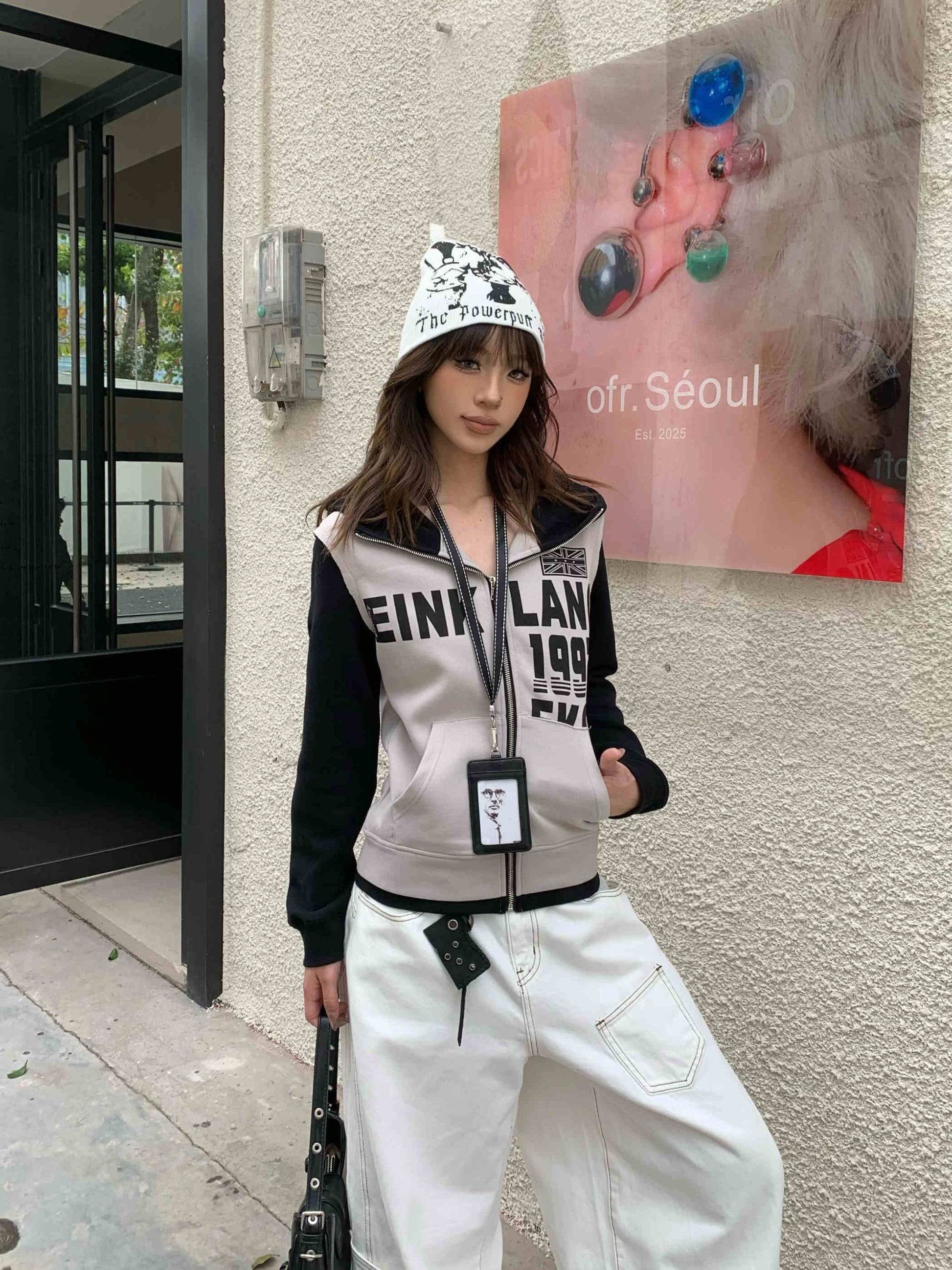 Women's Letter Printed Hoodie Thin Slim-fit Shoulder Top Best YouTube Store