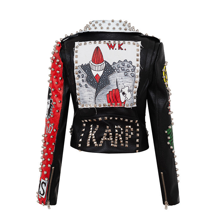 Studded Faux Leather Motorcycle Jacket: Edgy Punk Biker Jacket