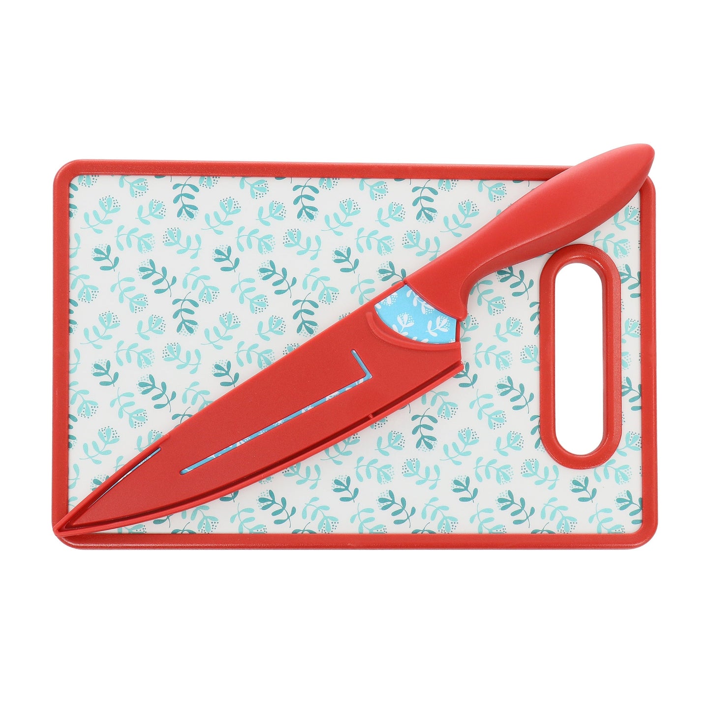 Gibson Home Village Vines 3 Piece Cutting Board and Knife Set in Red and Blue LuxuryLifeWay Online Store