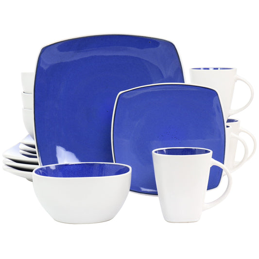 Gibson Elite Soho Lounge 16 Piece Stoneware Dinnerware Set in Cobalt LuxuryLifeWay Online Store