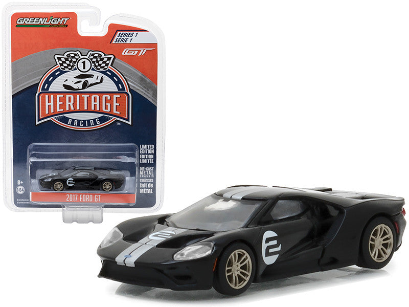 2017 Ford GT Black #2 - Tribute to 1966 Ford GT40 MK II #2 Racing Heritage Series 1 1/64 Diecast Model Car by Greenlight LuxuryLifeWay Online Store
