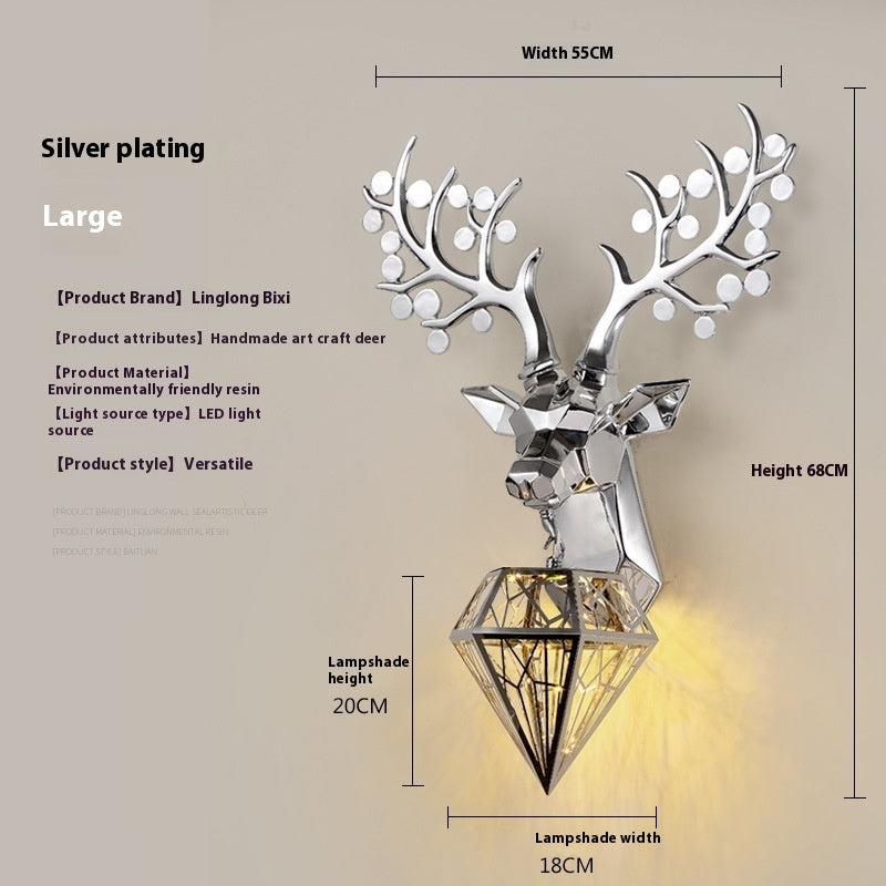 Deer Head Wall Lamp Creative Personalized Antlers PearlNestDecor.com