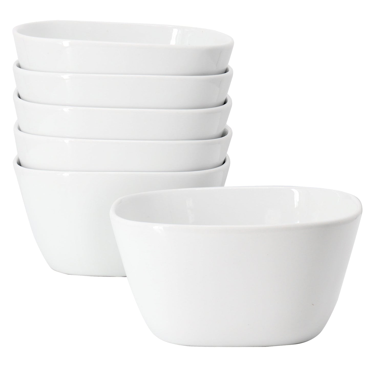 Our Table Simply White 6 Piece 6 Inch Porcelain Soft Square Cereal Bowl Set LuxuryLifeWay Online Store