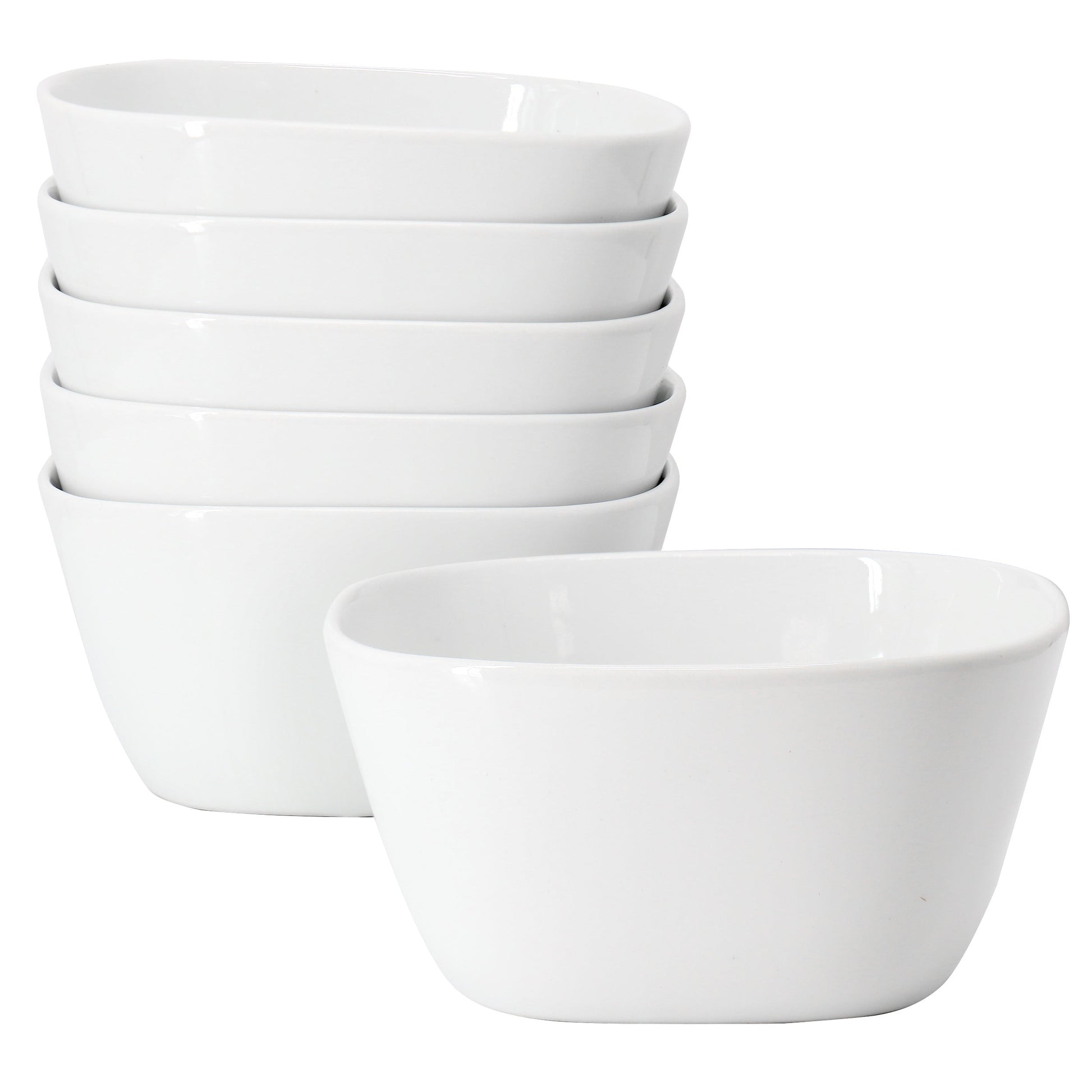 Our Table Simply White 6 Piece 6 Inch Porcelain Soft Square Cereal Bowl Set LuxuryLifeWay Online Store