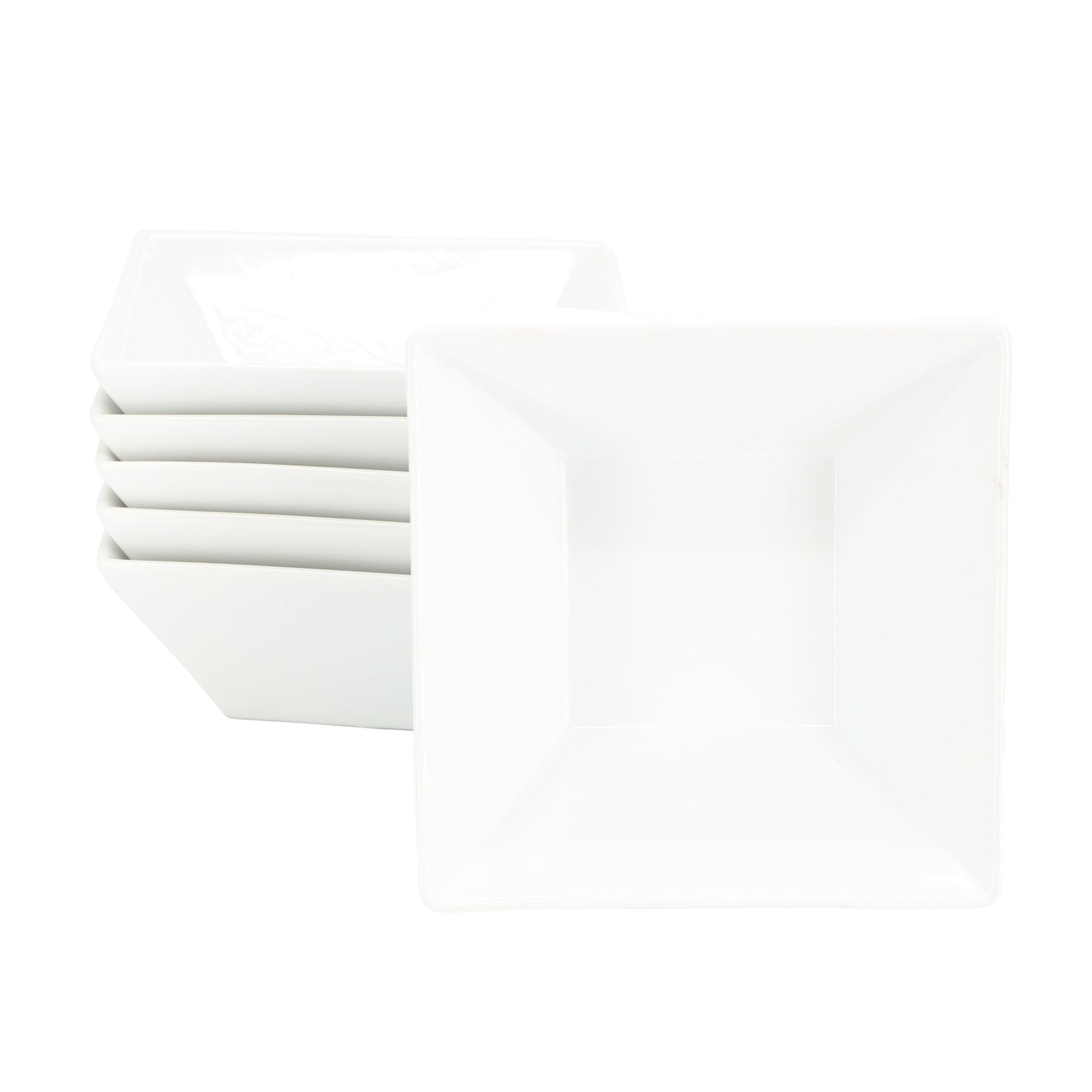 Our Table Simply White 6 Piece 26 Ounce Fine Ceramic Square Soup Bowl Set in White LuxuryLifeWay Online Store