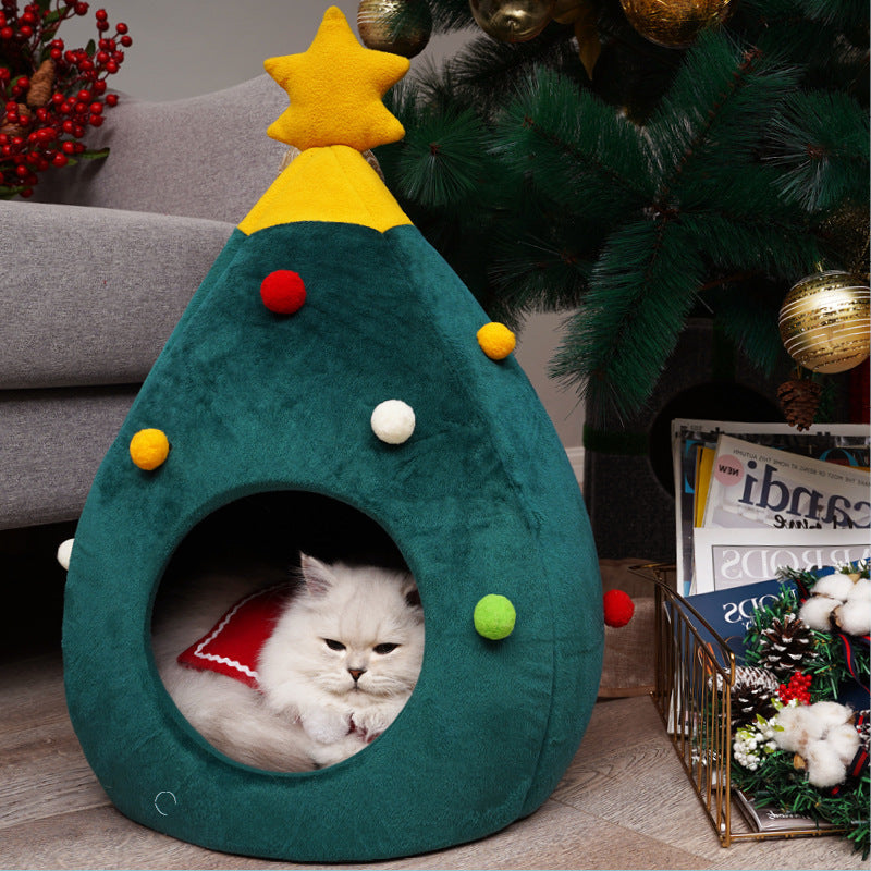 Christmas Tree Pet Bed Winter Warm Pet Nest Cat House Dog pet supplies Pets Fashion