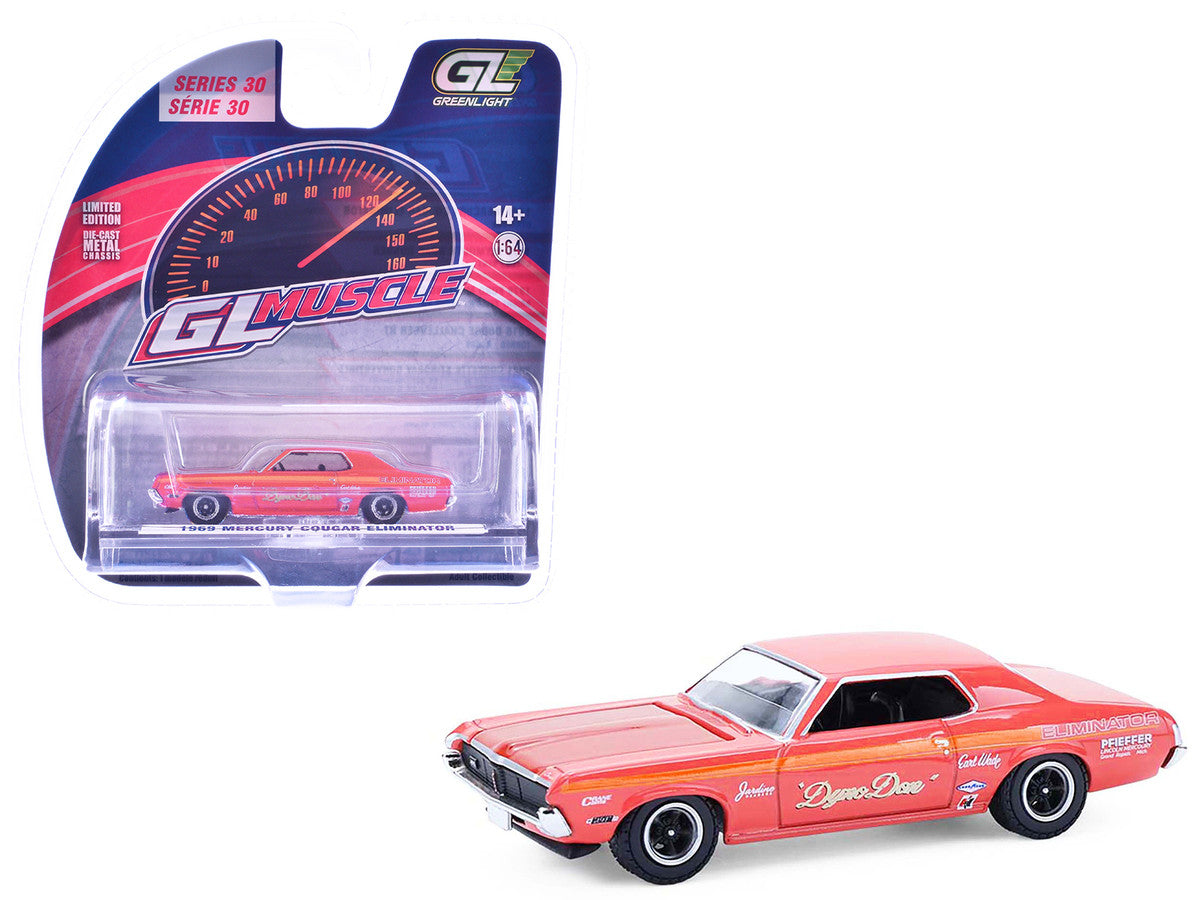 1969 Mercury Cougar Eliminator "Dyno Don" Red with Orange Stripes "GreenLight Muscle" Series 30 1/64 Diecast Model Car by Greenlight LuxuryLifeWay Online Store