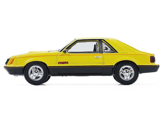 1979 Ford Mustang Cobra Fastback Bright Yellow with Cobra Good Graphics "GreenLight Muscle" Series 30 1/64 Diecast Model Car by Greenlight LuxuryLifeWay Online Store