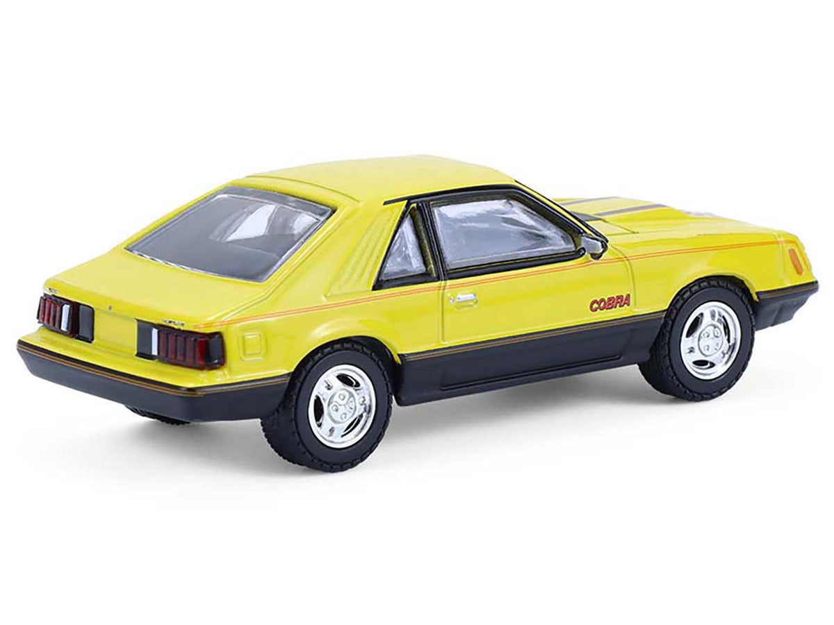 1979 Ford Mustang Cobra Fastback Bright Yellow with Cobra Good Graphics "GreenLight Muscle" Series 30 1/64 Diecast Model Car by Greenlight LuxuryLifeWay Online Store