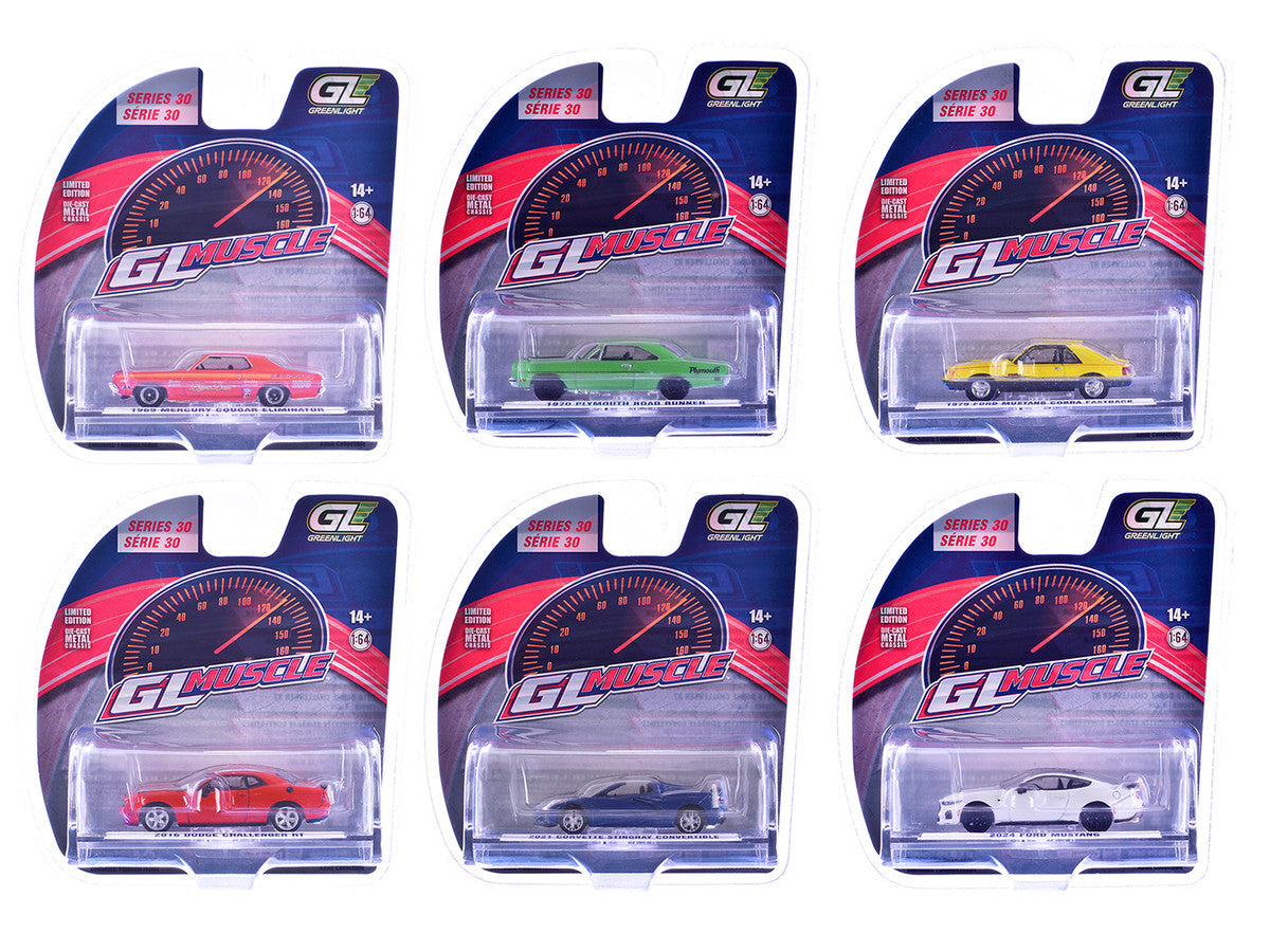 "GreenLight Muscle" Series 30 Set of 6 pieces 1/64 Diecast Model Cars by Greenlight LuxuryLifeWay Online Store