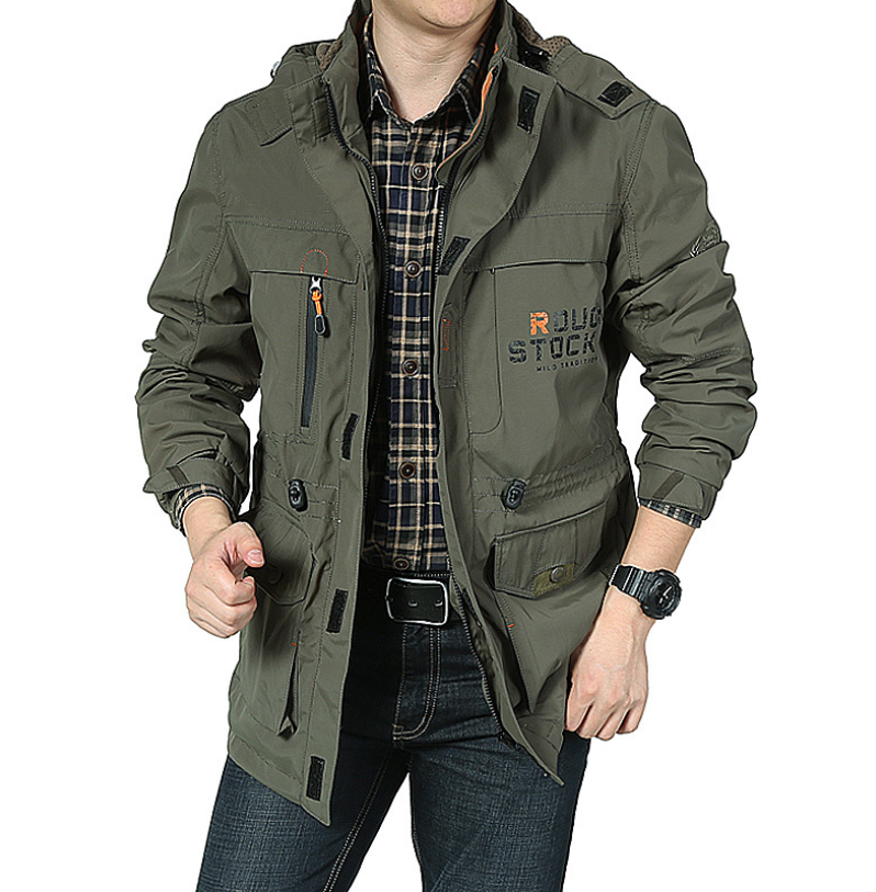 Spring thin Jacket jacket Men's casual outdoor waterproof breathable long hooded stand collar Jackets men 086 CJD
