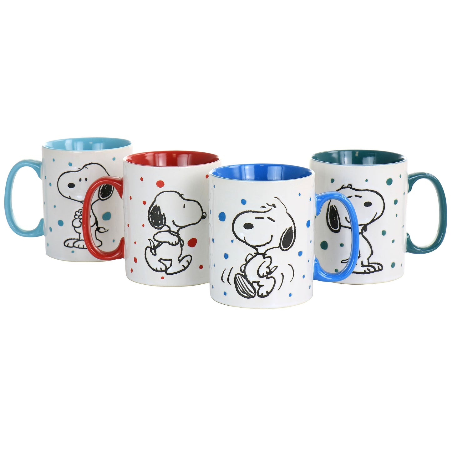 Gibson Peanuts Freckled Joy 15oz Stoneware 4 Piece Mug Set in Assorted Designs LuxuryLifeWay Online Store
