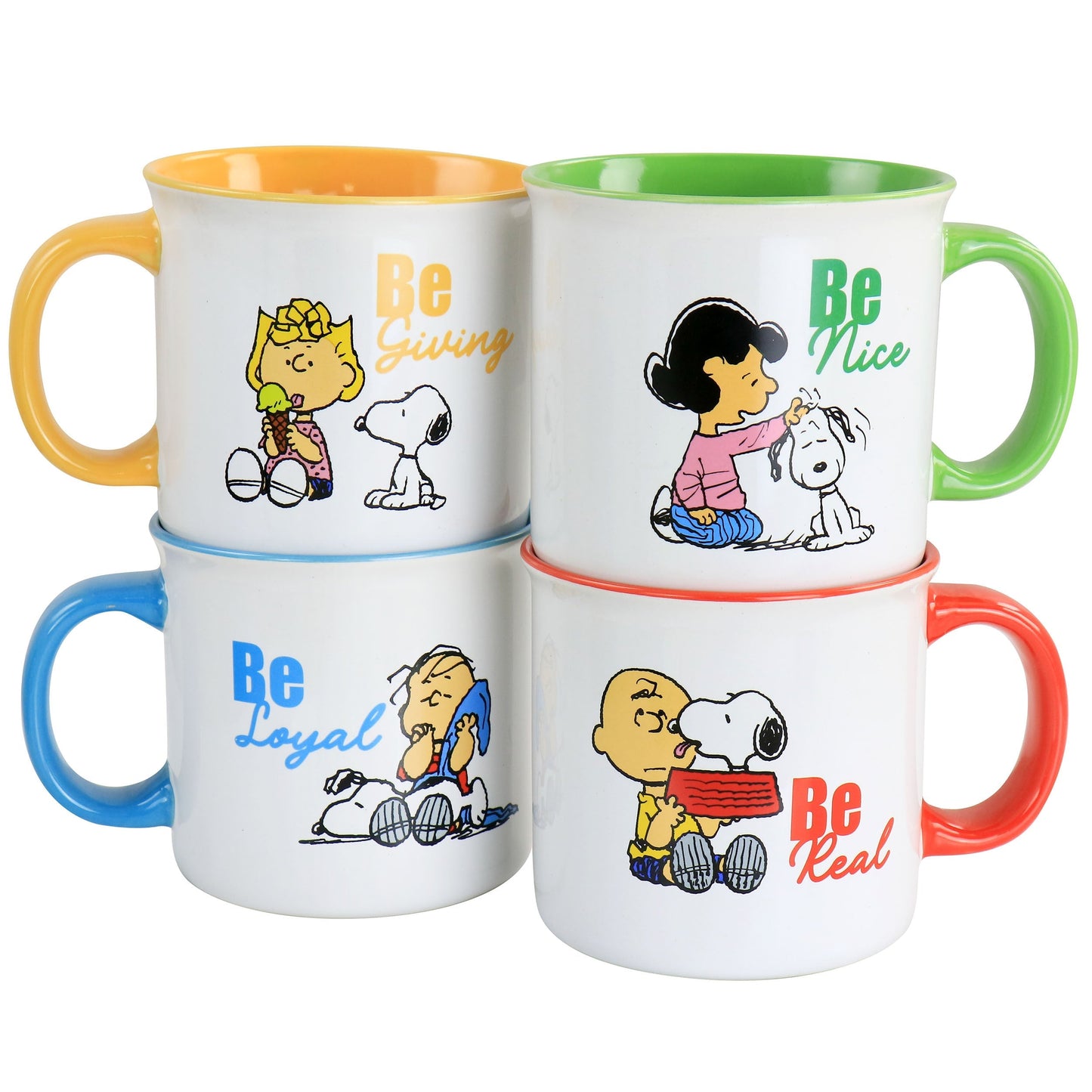 Peanuts Gentle Reminders Stoneware 4 Piece 21oz Mug Set in Assorted Designs LuxuryLifeWay Online Store