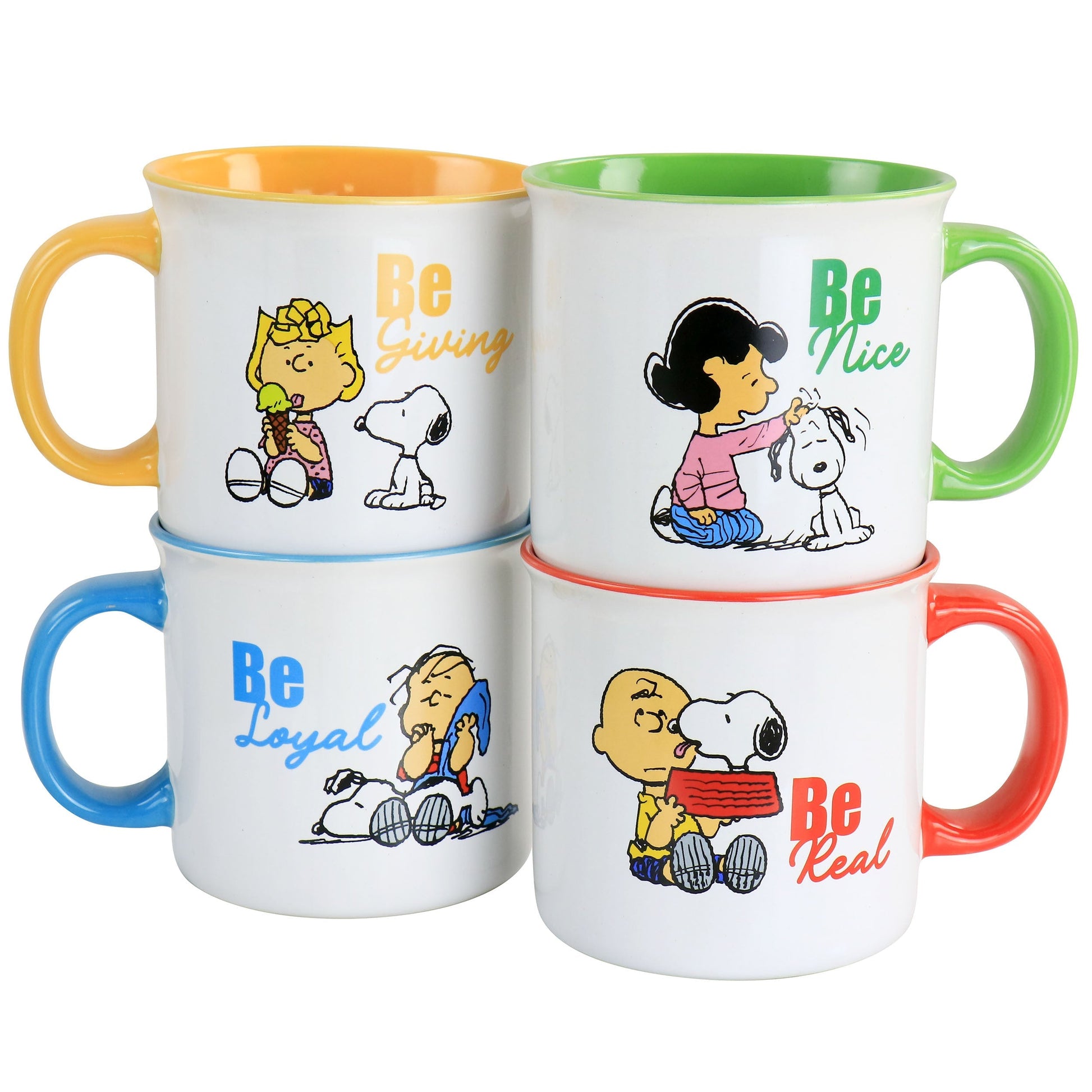 Peanuts Gentle Reminders Stoneware 4 Piece 21oz Mug Set in Assorted Designs LuxuryLifeWay Online Store