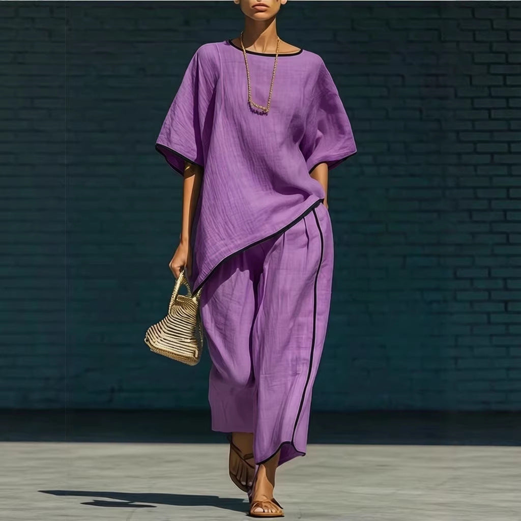 Casual Resort-Style Fashionable Loose Two-Piece Set For Women NorixaFashion.com