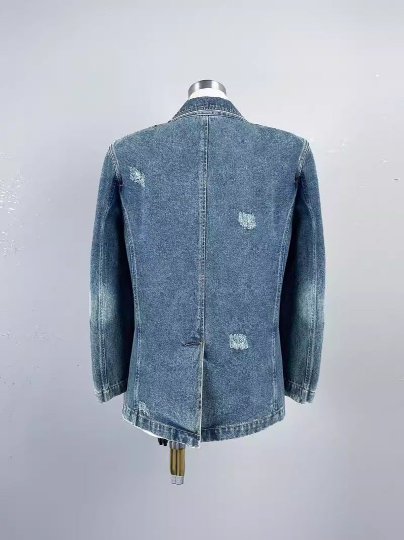 Retro Distressed 3D Rose Flower Ripped Do The Old Cowboy Coat Best YouTube Store