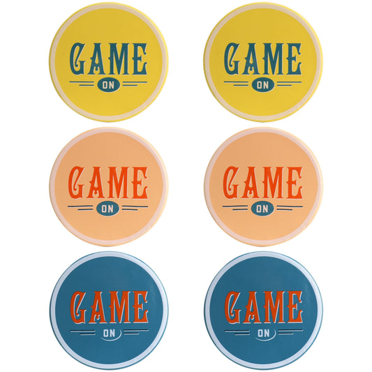 Wanda June Home Game On 6 Piece Stoneware Coaster Set in Assorted Colors LuxuryLifeWay Online Store
