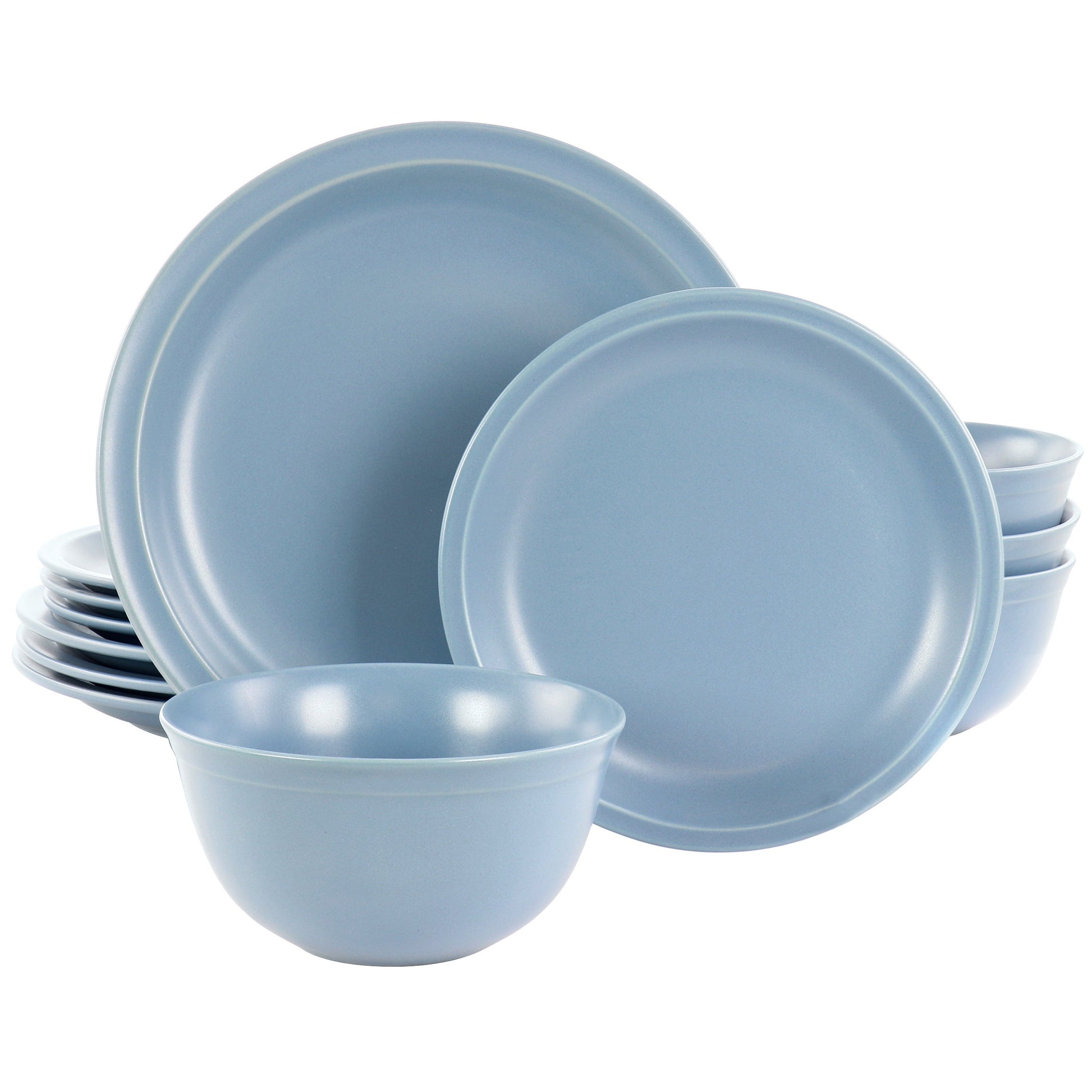 Gibson Home Siam 12 Piece Round Stoneware Dinnerware Set in Blue LuxuryLifeWay Online Store