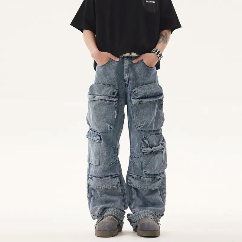 Washed & Worn Denim Jeans Pi-Mart