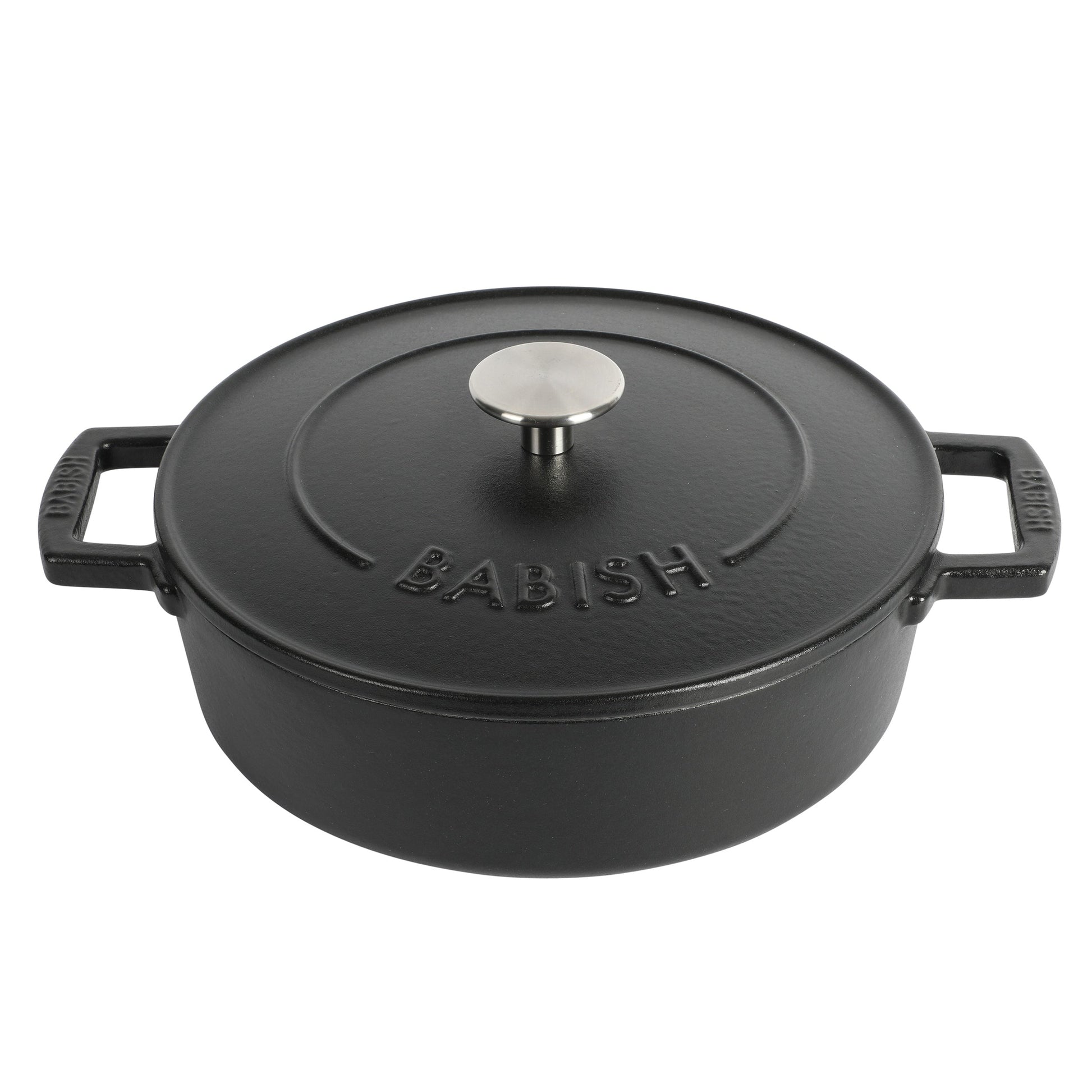 Babish 3 Quart Round Enameled Cast Iron Braiser Pan with Self-Basting Lid in Black LuxuryLifeWay Online Store