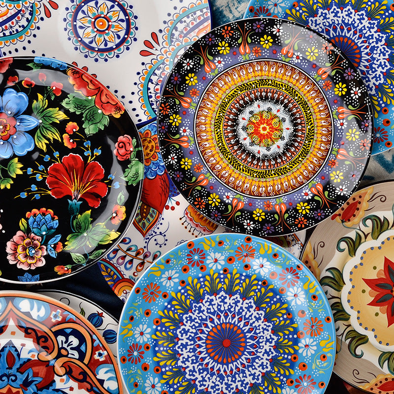 Underglaze Ceramic Tableware Bohemian Household Dishes LadyShow.Store