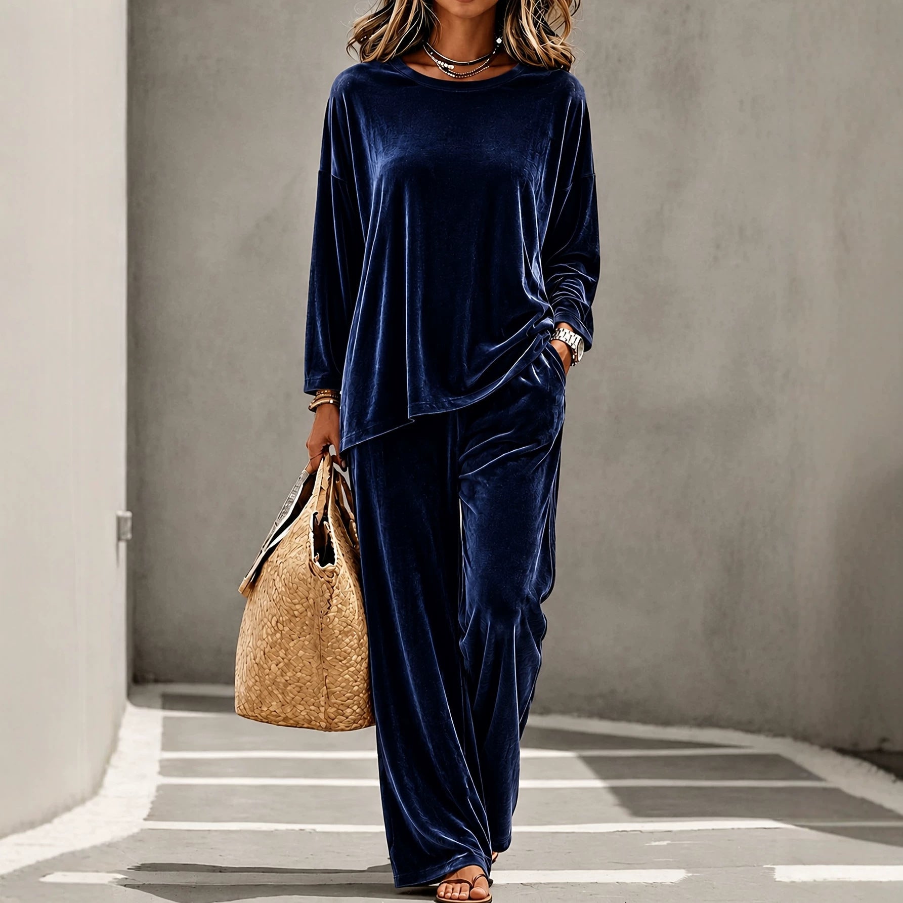 Fashionable Casual Velvet Multi-color Womens Set NorixaFashion.com