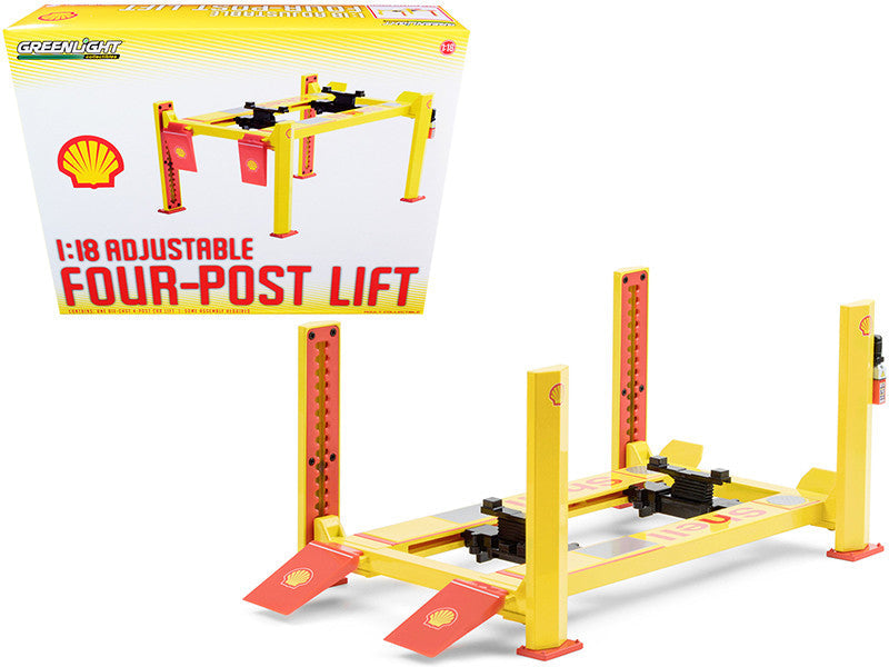 Adjustable Four Post Lift "Shell Oil" #2 for 1/18 Scale Diecast Model Cars by Greenlight LuxuryLifeWay Online Store