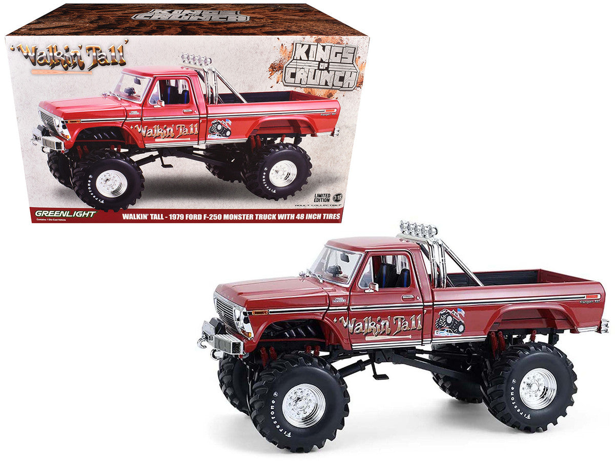 1979 Ford F-250 Monster Truck with 48-Inch Tires "Walkin' Tall" Red "Kings of Crunch" Series 1/18 Diecast Model Car by Greenlight LuxuryLifeWay Online Store
