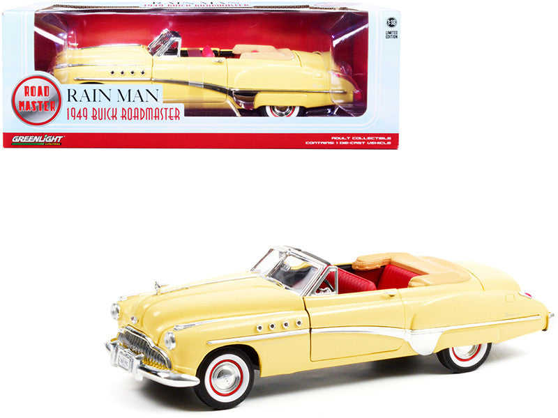 1949 Buick Roadmaster Convertible (Charlie Babbitt's) Yellow with Red Interior "Rain Man" (1988) Movie 1/18 Diecast Model Car by Greenlight LuxuryLifeWay Online Store