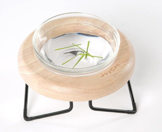 Solid Wood Cat Bowl Rack Pets Fashion