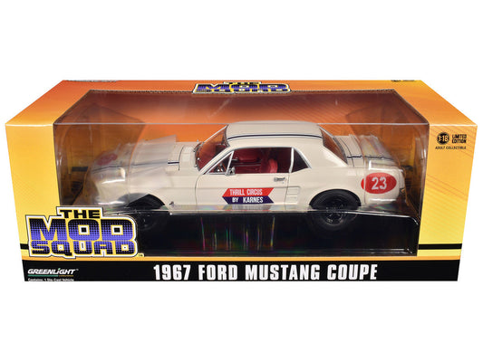 1967 Ford Mustang Coupe #23 "Thrill Circus By Karnes" White 1/18 Diecast Model Car by Greenlight LuxuryLifeWay Online Store