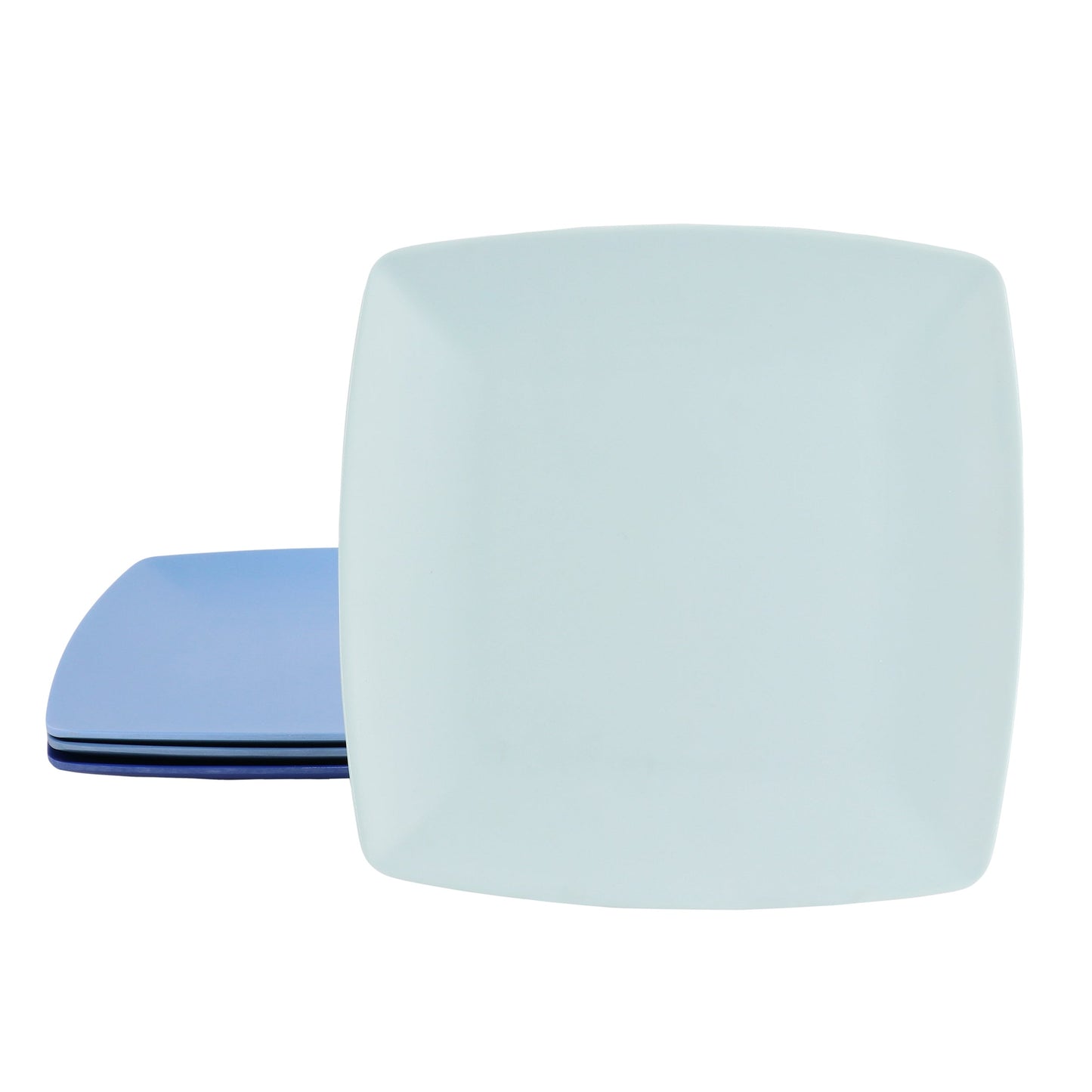 Gibson Home Grayson 4 Piece 8.5 Inch Square Melamine Dessert Plate Set in Assorted Blue LuxuryLifeWay Online Store