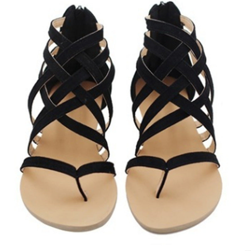 Flip-flops Flat Cross Straps European And American Roman Sandals LadyShow.Store