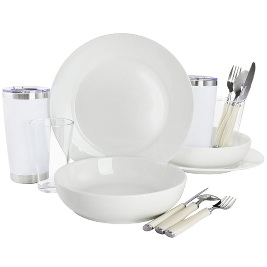 Gibson Home Nobella 14 Piece Fine Ceramic Dinnerware Set in White LuxuryLifeWay Online Store