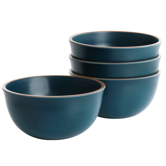 Gibson Home Rockabye 4 Piece Melamine Cereal Bowl Set in Dark Teal LuxuryLifeWay Online Store
